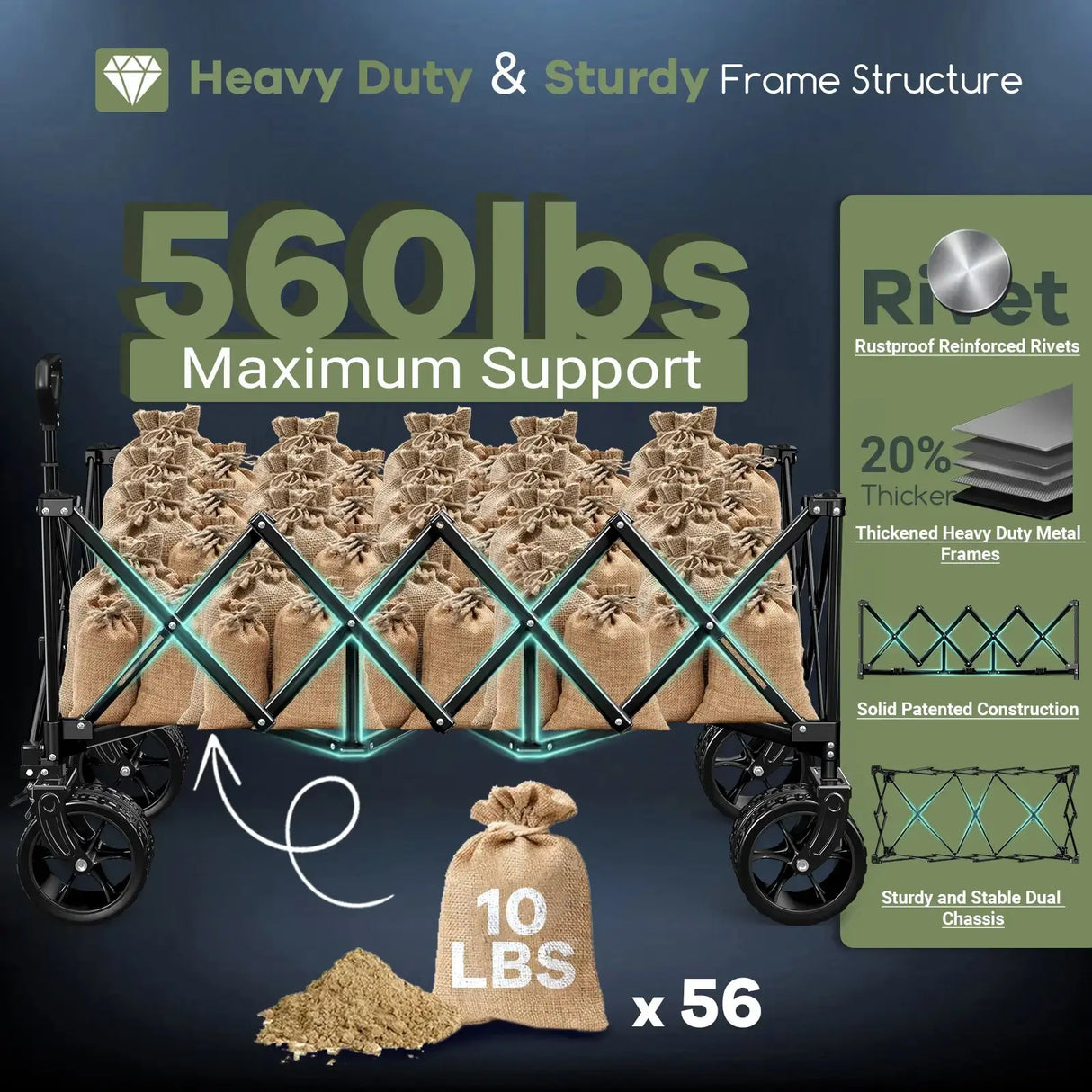 300L Extra Large Foldable Wagon Cart HIKEMOON