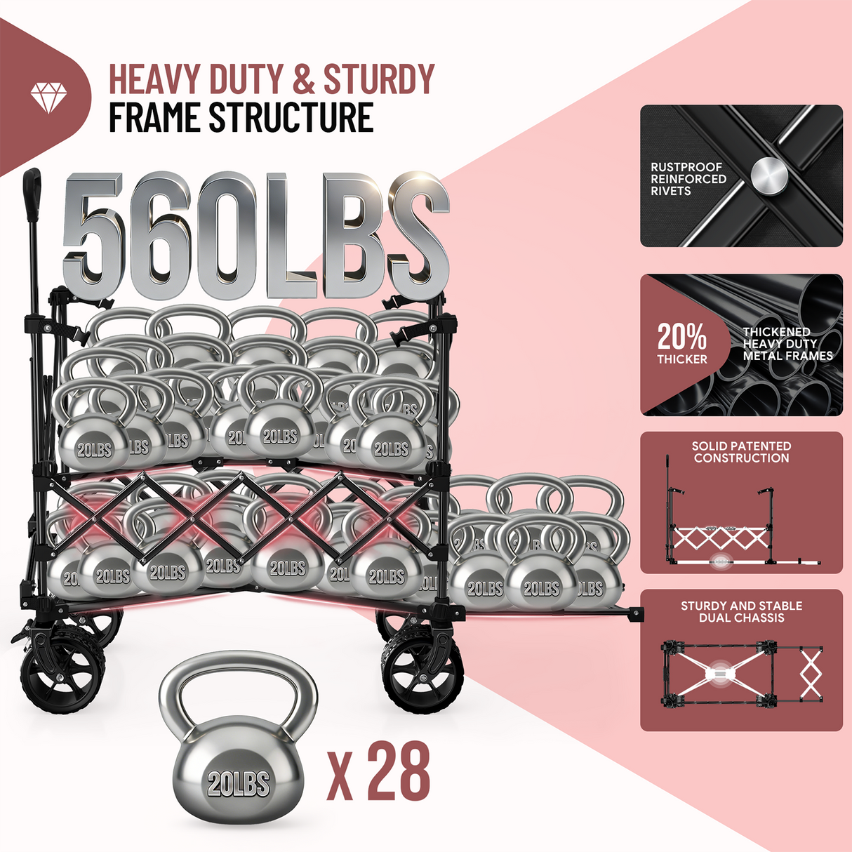 400L Double Decker Folding Wagon with Tailgate