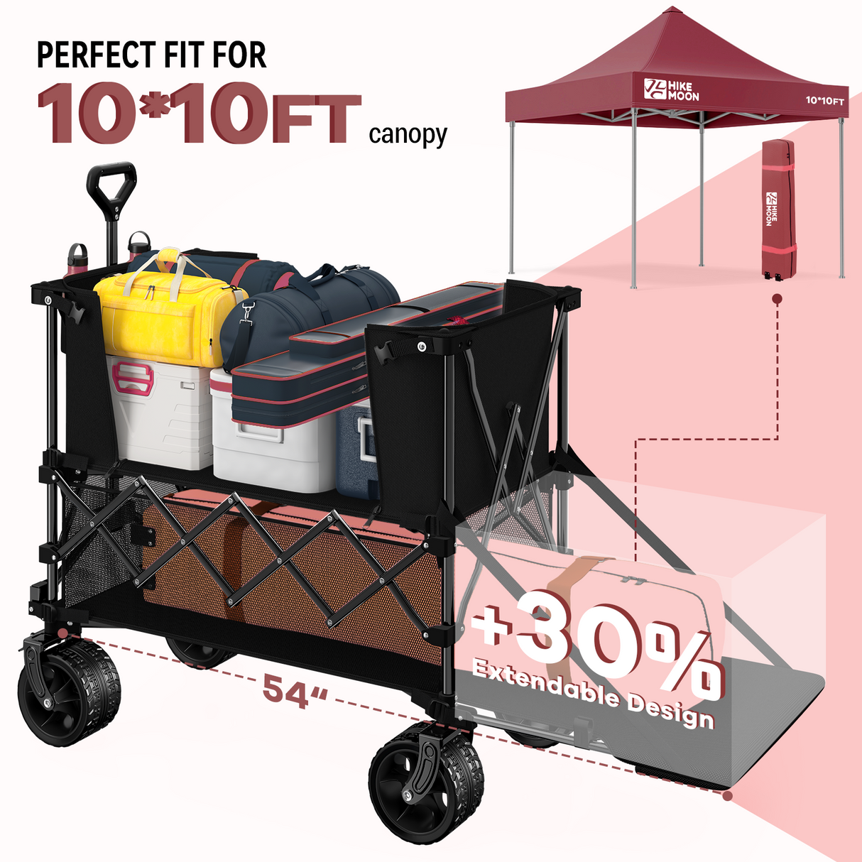 400L Double Decker Folding Wagon with Tailgate