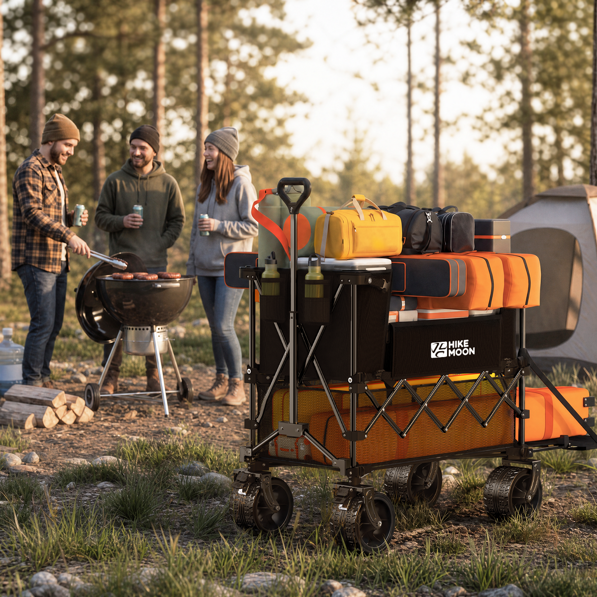 400L Double Decker Folding Wagon with Tailgate