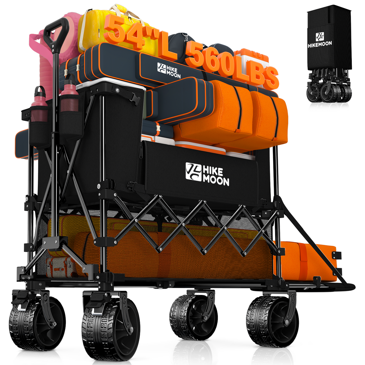 400L Double Decker Folding Wagon with Tailgate