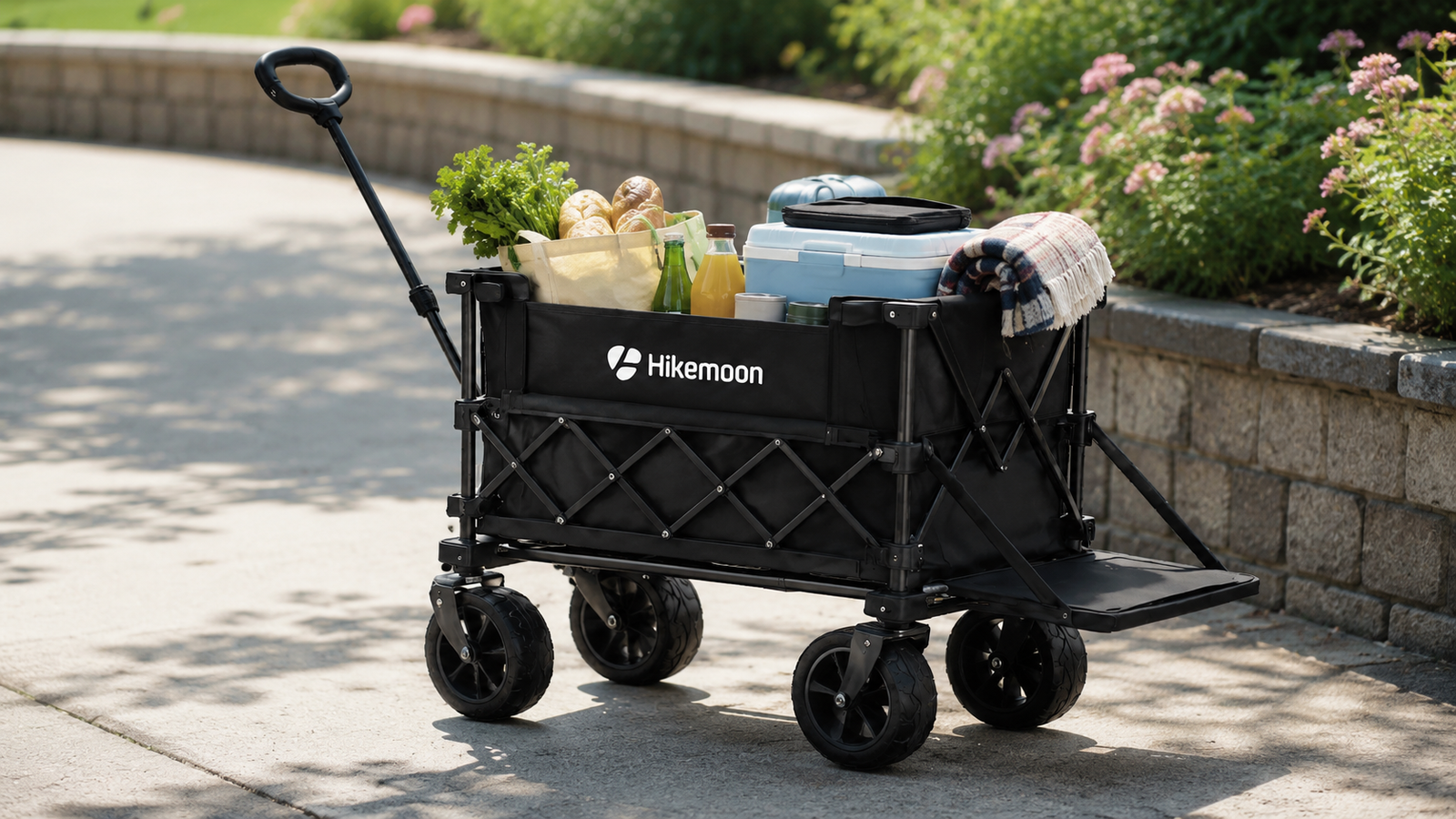 Folding wagon with dual brakes