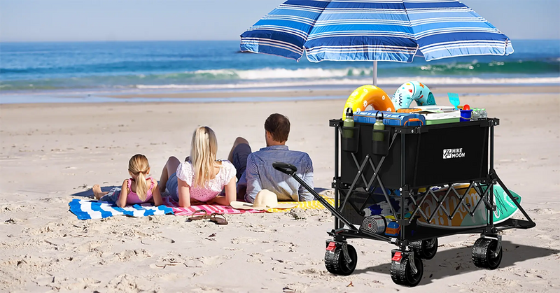The family took our double-decker wagon to the beach