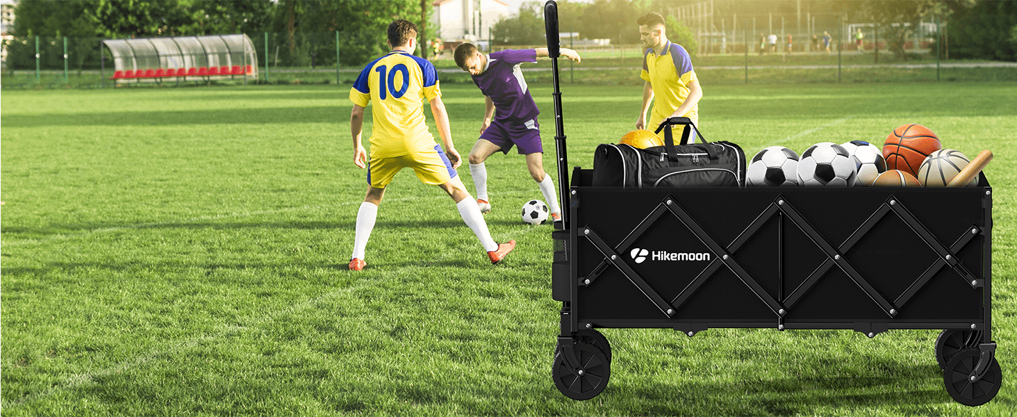 Hikemoon sports equipment wagon - foldable collapsible cart for soccer, basketball and team gear