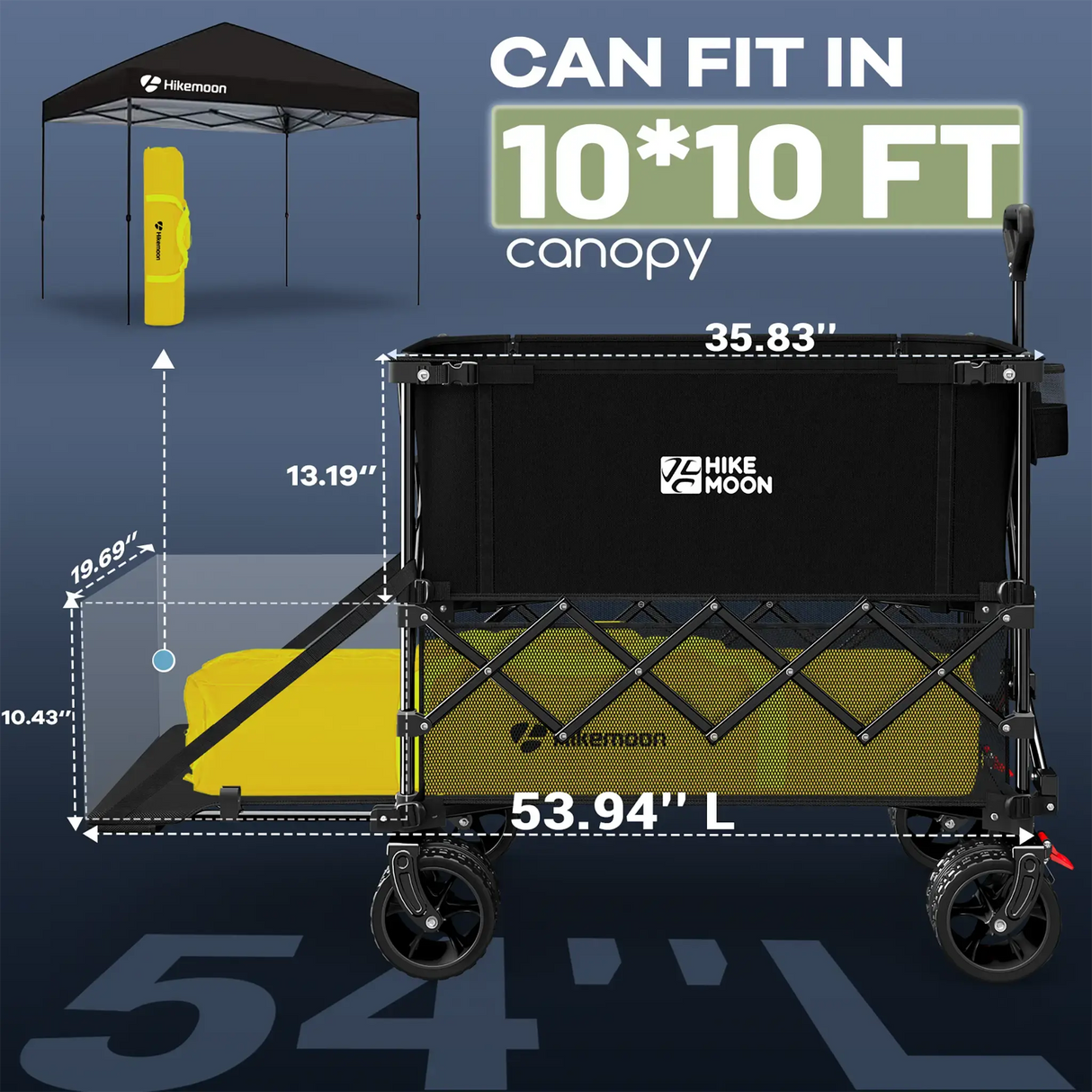 400L Double Decker Folding Wagon with Tailgate HIKEMOON