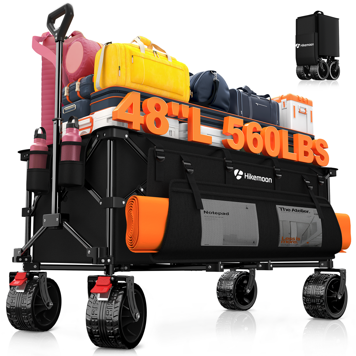 300L Heavy-Duty Folding Beach Collapsible Wagon Cart