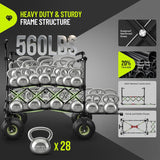400L Large All-Terrain Collapsible Folding Cart with  10" Big Balloon Wheels for Sand
