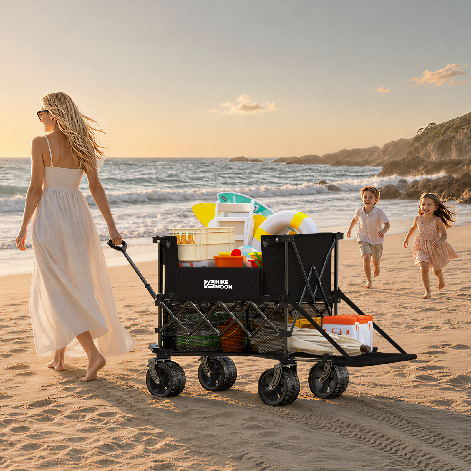 400L Double Decker Folding Wagon with Tailgate