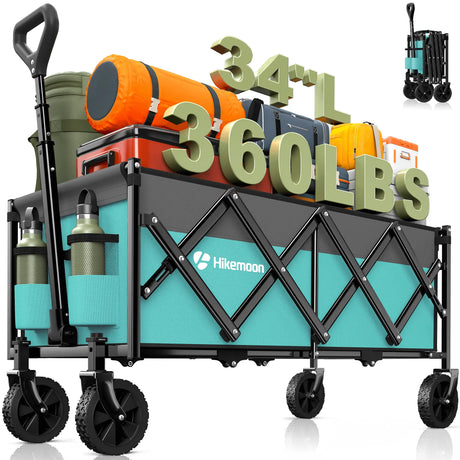 120L Collapsible Wagon Cart with Double Cup Holders HIKEMOON