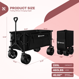 220L Utility Foldable Collapsible Wagon Cart with Big All-Terrain Wheels