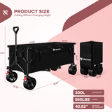 300L Heavy-Duty Folding Beach Collapsible Wagon Cart