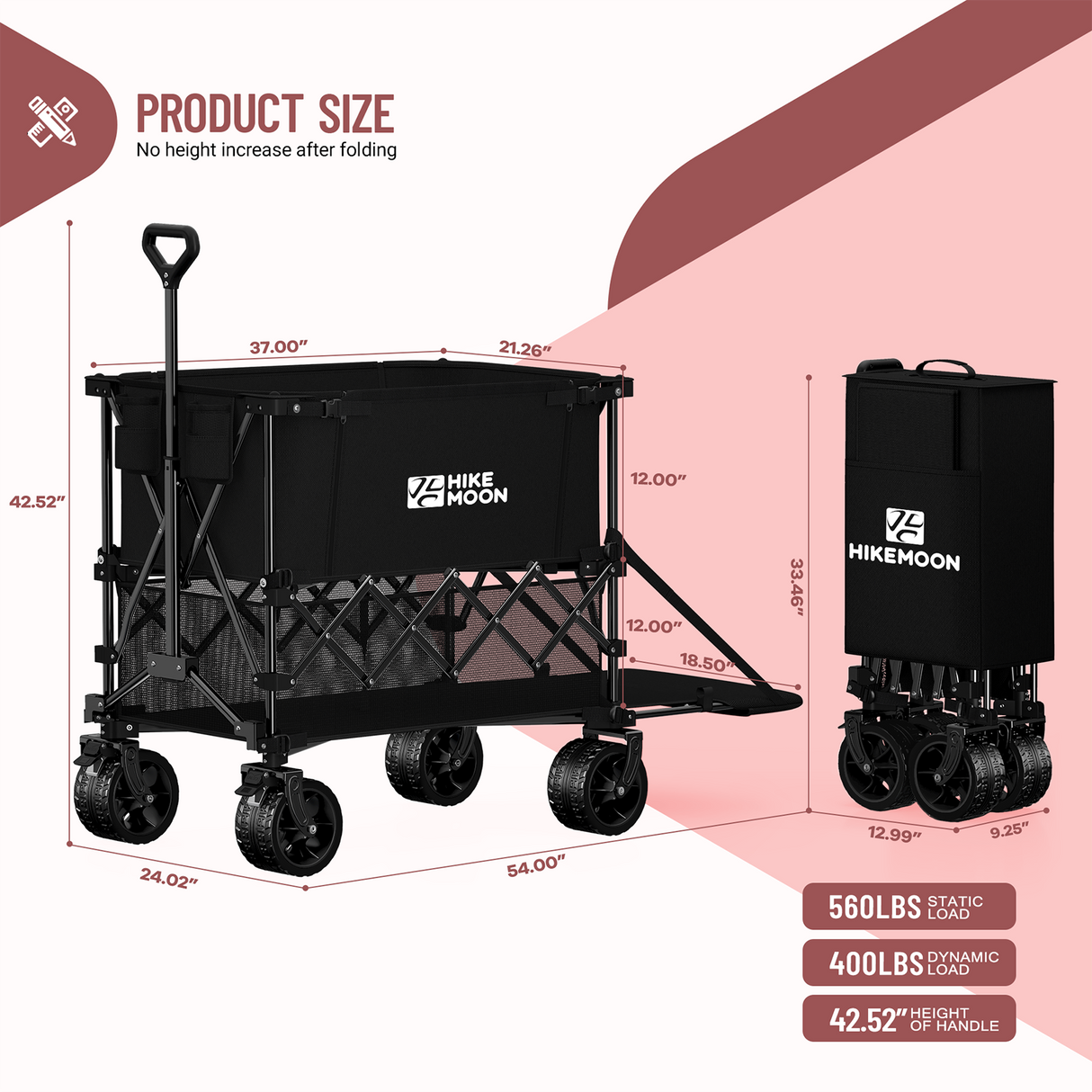 400L Double Decker Folding Wagon with Tailgate
