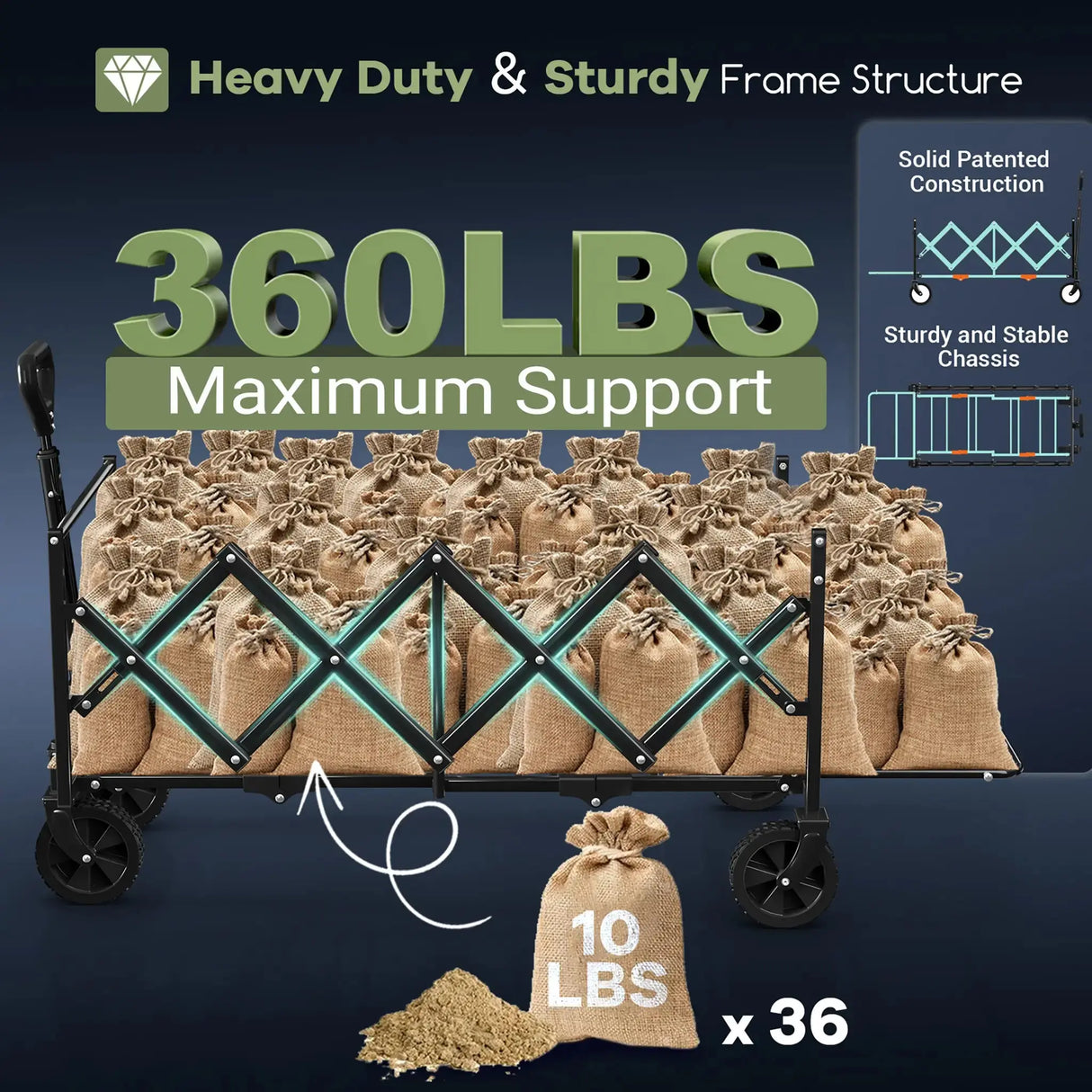 Collapsible Wagon Cart with Extended Tailgate HIKEMOON