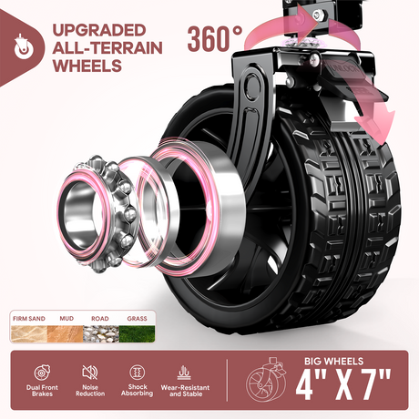 220L Utility Foldable Collapsible Wagon Cart with Big All-Terrain Wheels