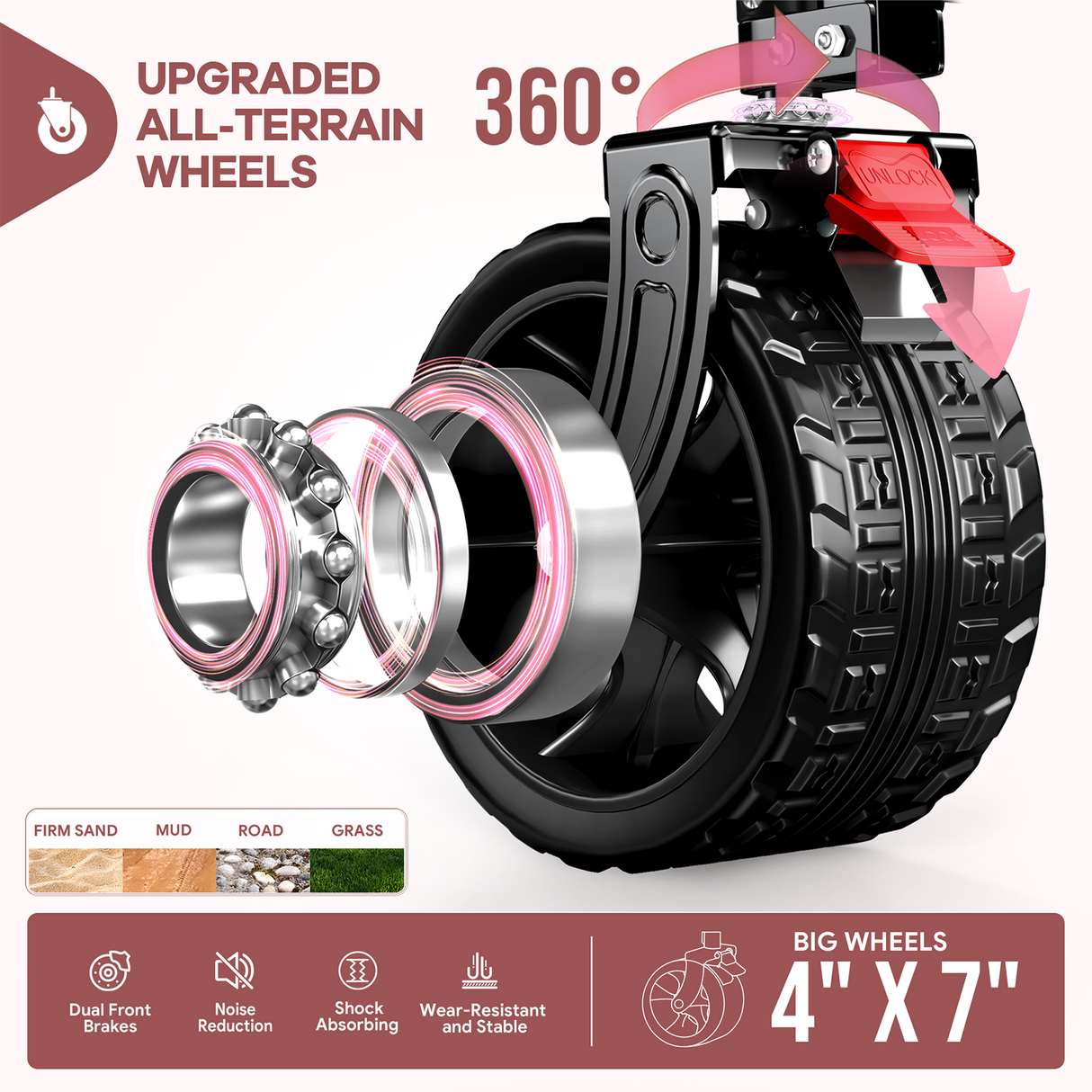 300L Heavy-Duty Folding Beach Collapsible Wagon Cart