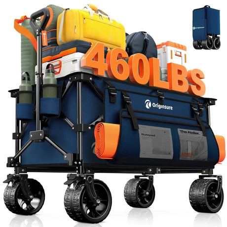 220L Utility Foldable Collapsible Wagon Cart with Big All-Terrain Wheels HIKEMOON