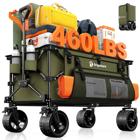 220L Utility Foldable Collapsible Wagon Cart with Big All-Terrain Wheels HIKEMOON