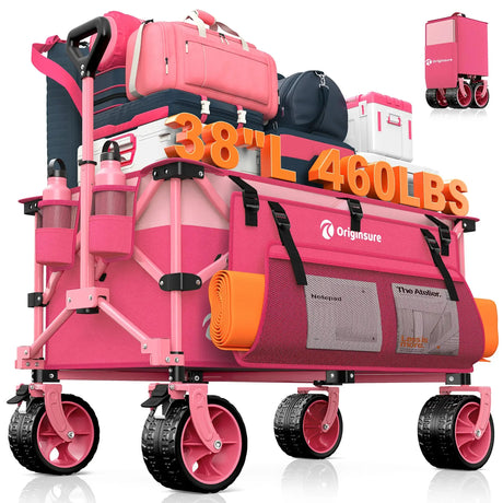 220L Utility Foldable Collapsible Wagon Cart with Big All-Terrain Wheels HIKEMOON