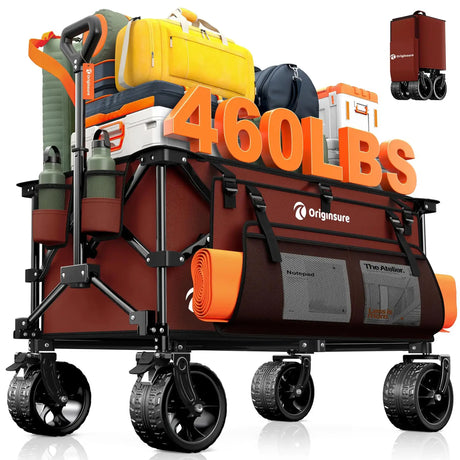 220L Utility Foldable Collapsible Wagon Cart with Big All-Terrain Wheels HIKEMOON