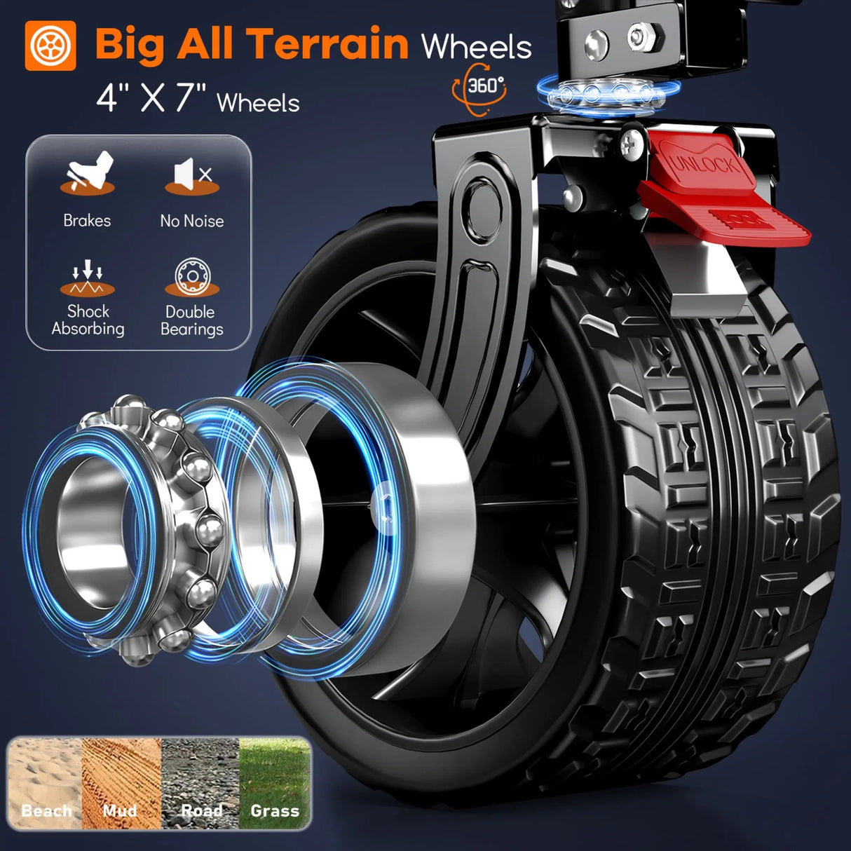 300L Heavy-Duty Folding Beach Collapsible Wagon Cart HIKEMOON