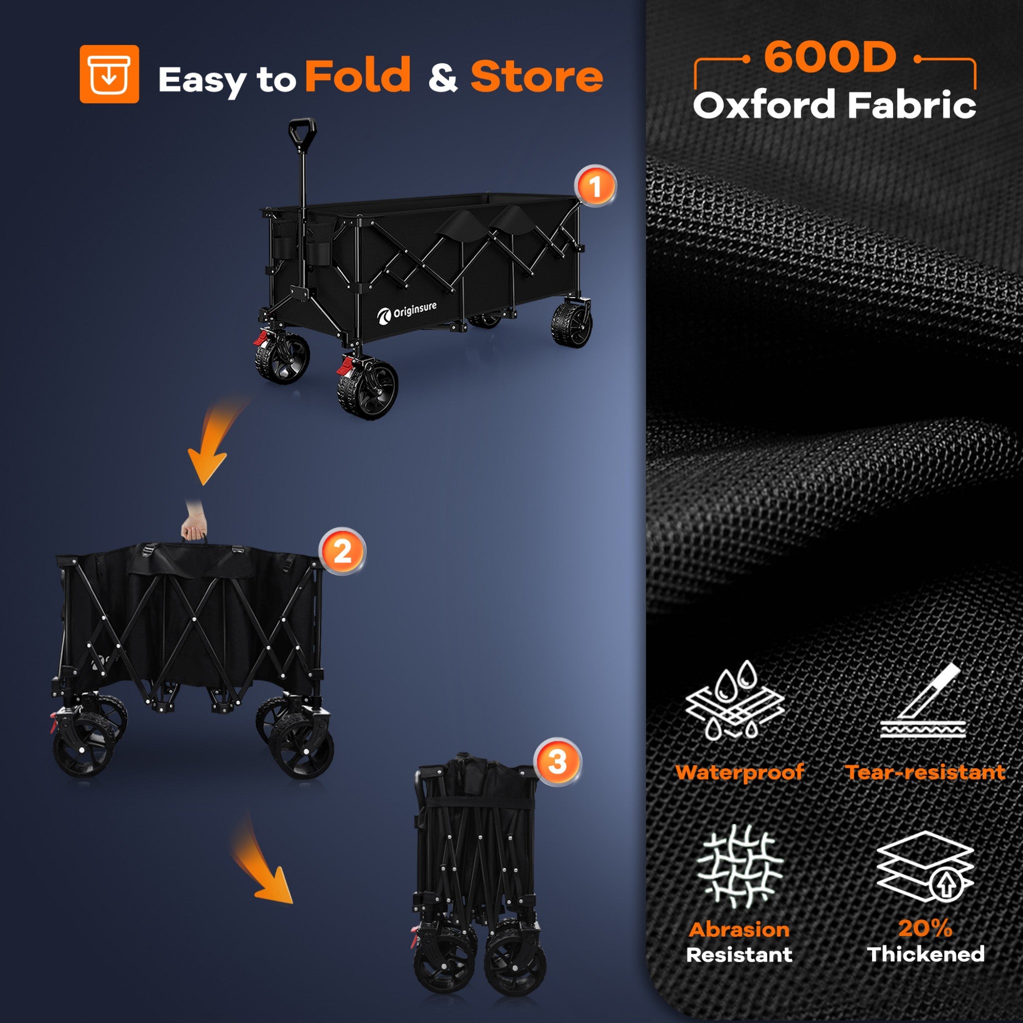 300L Heavy-Duty Folding Beach Collapsible Wagon Cart