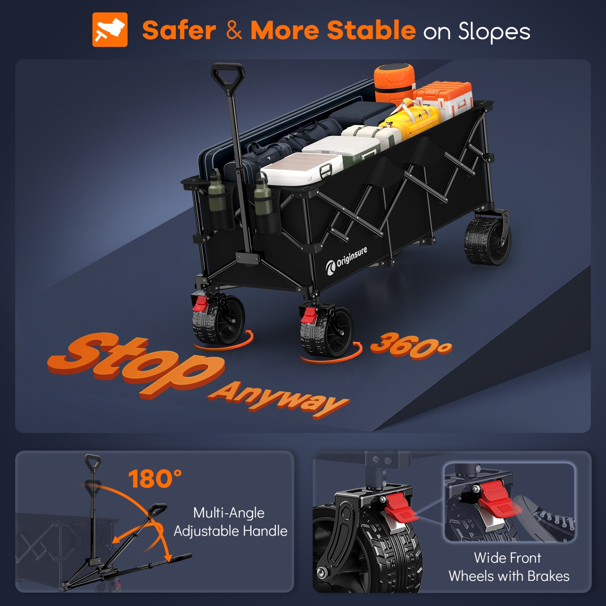 300L Heavy-Duty Folding Beach Collapsible Wagon Cart