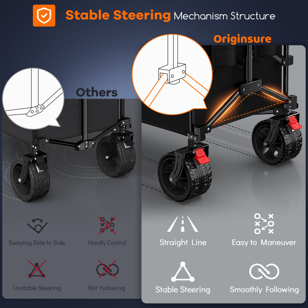 300L Heavy-Duty Folding Beach Collapsible Wagon Cart