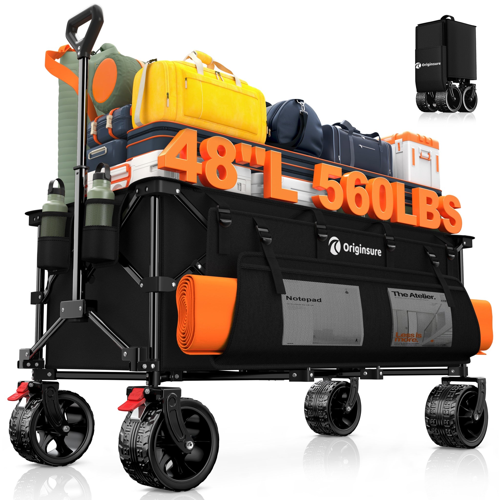 300L Heavy-Duty Folding Beach Collapsible Wagon Cart