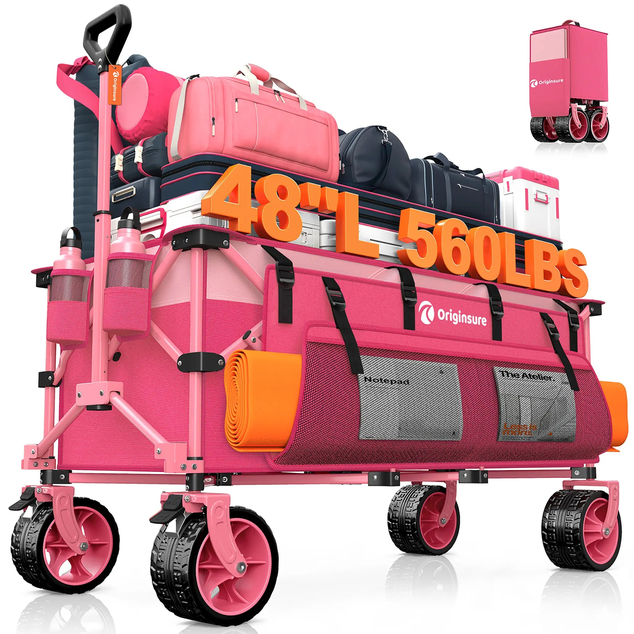 300L Heavy-Duty Folding Beach Collapsible Wagon Cart