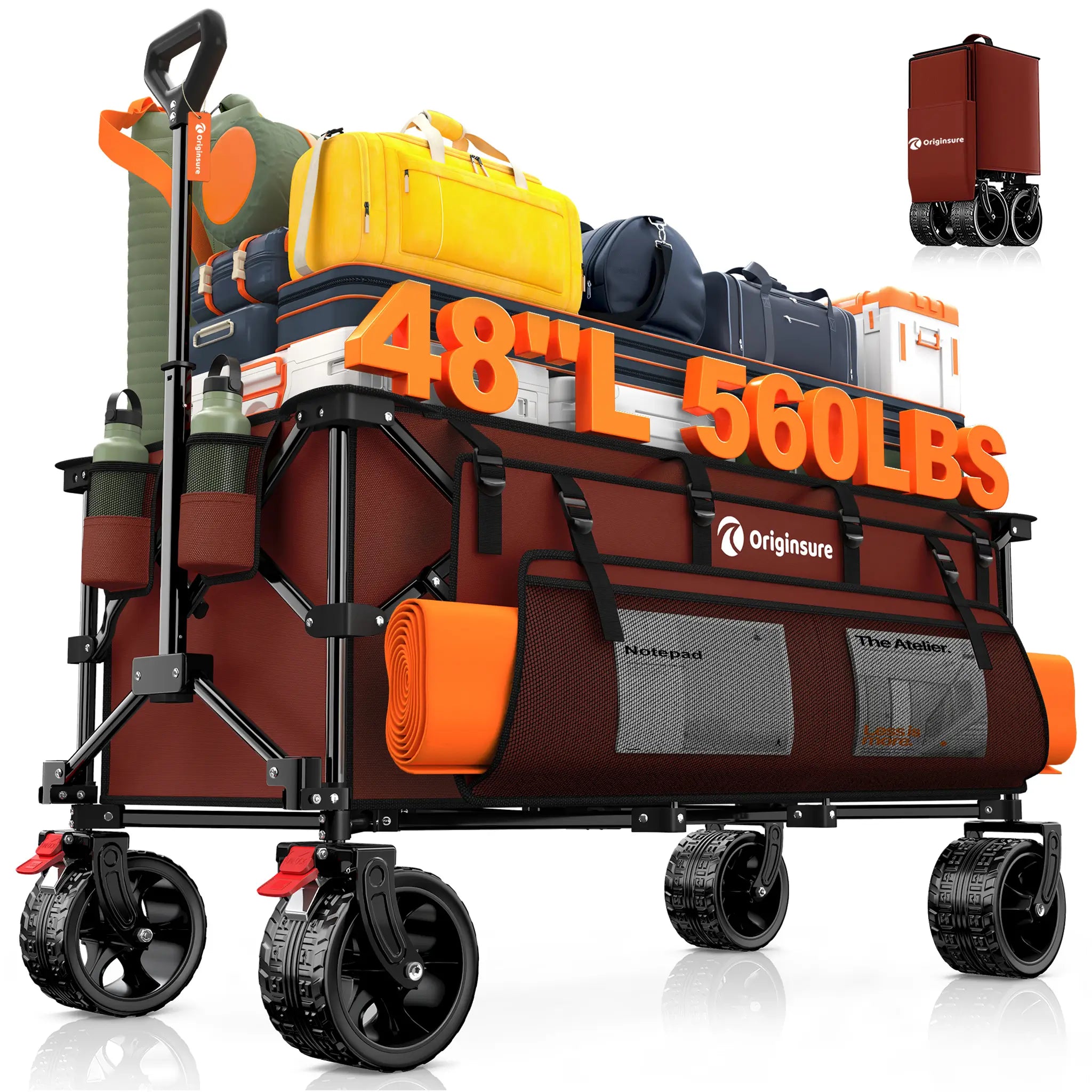 300L Heavy-Duty Folding Beach Collapsible Wagon Cart