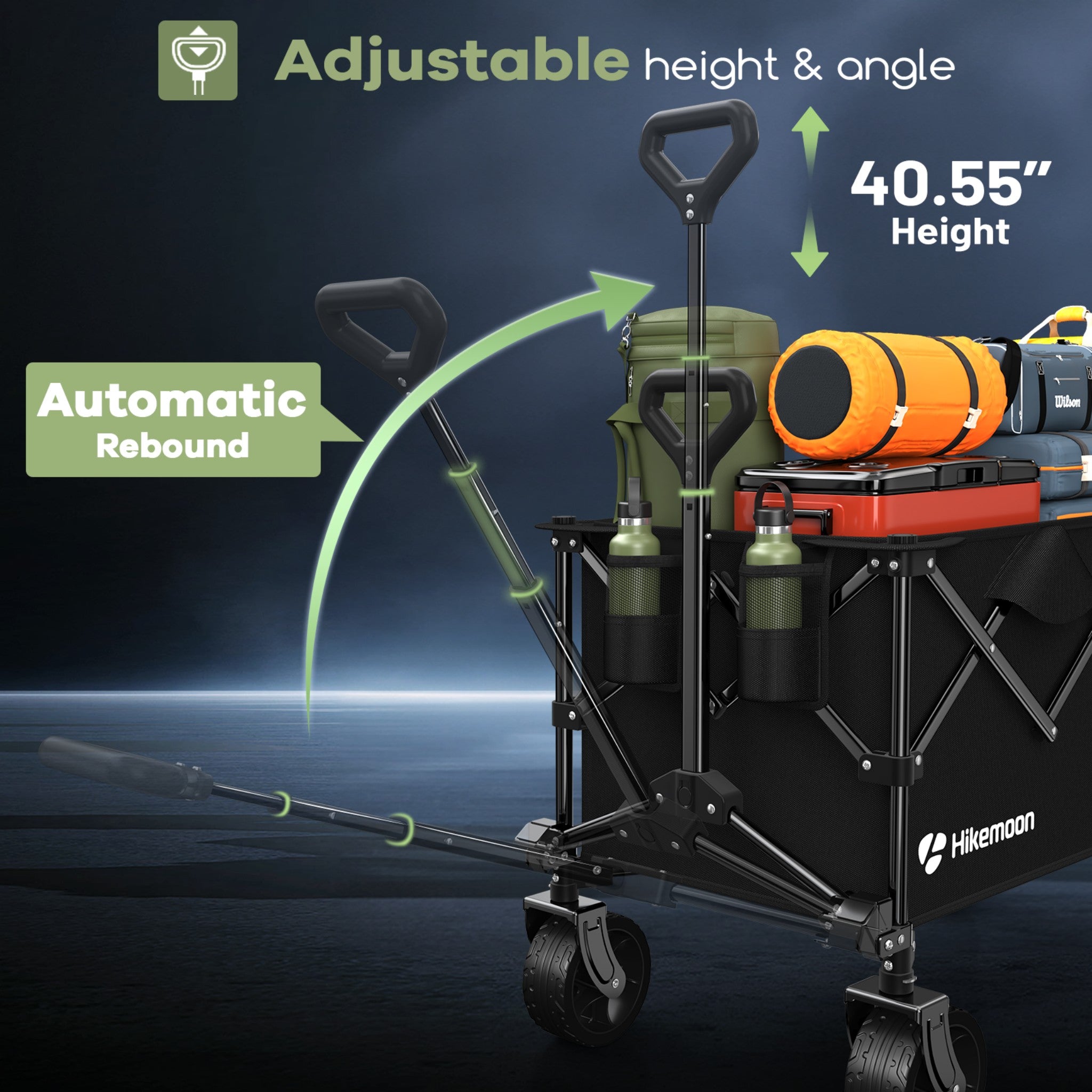 150L Black Utility Collapsible All-Terrain Wagon Cart