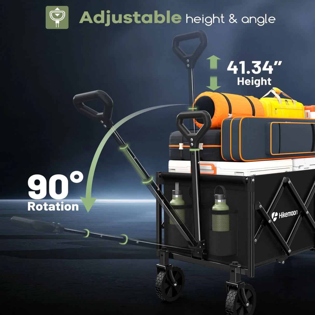 120L Collapsible Wagon Cart with Double Cup Holders HIKEMOON