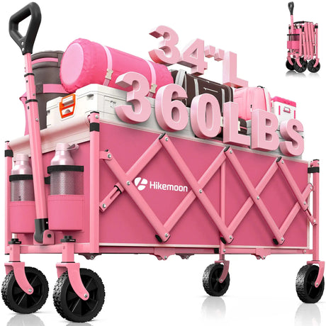 120L Collapsible Wagon Cart with Double Cup Holders HIKEMOON