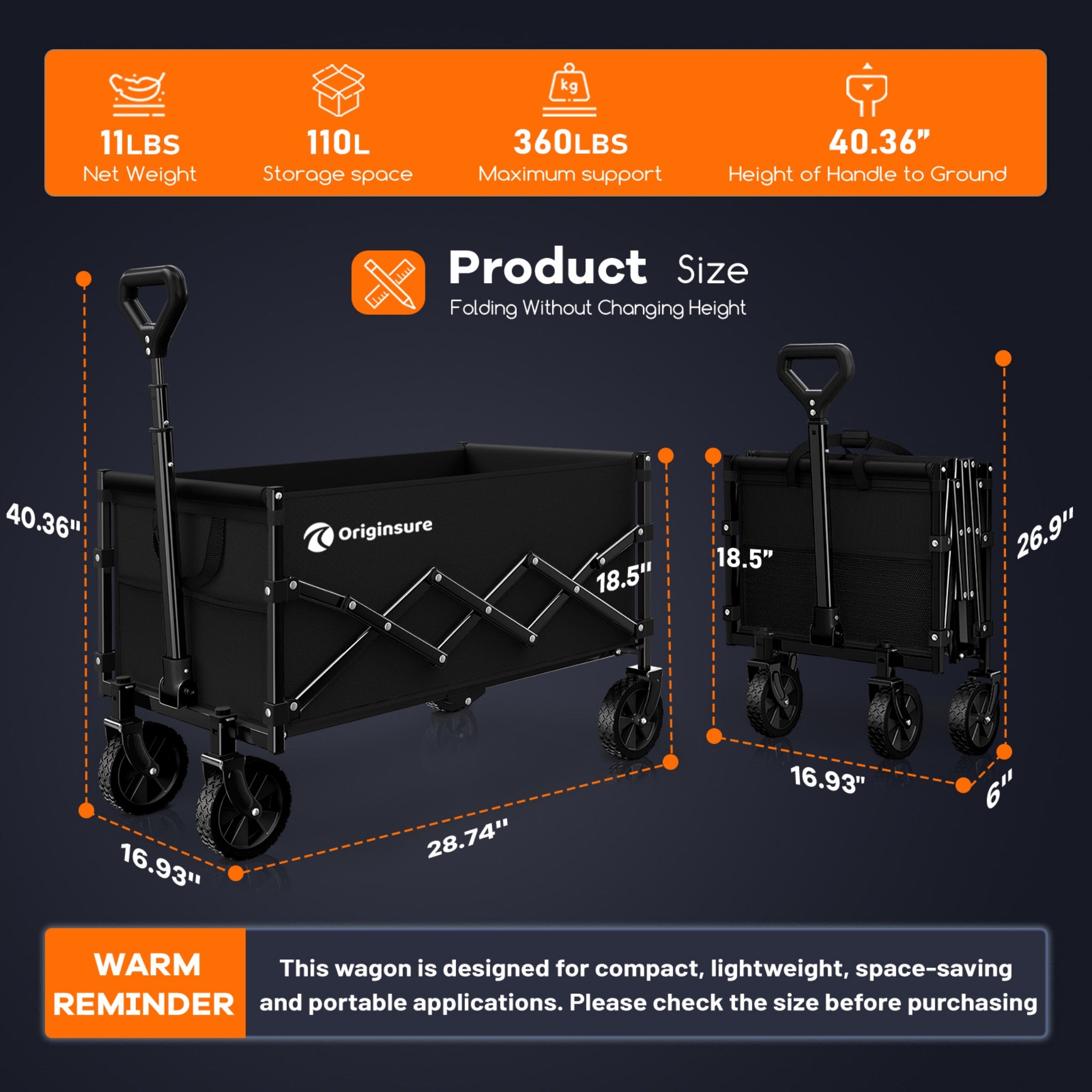 Lightweight Folding Utility Collapsible Wagon Cart